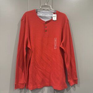 CLUB ROOM Men's Thermal Henley Shirt Red XL
